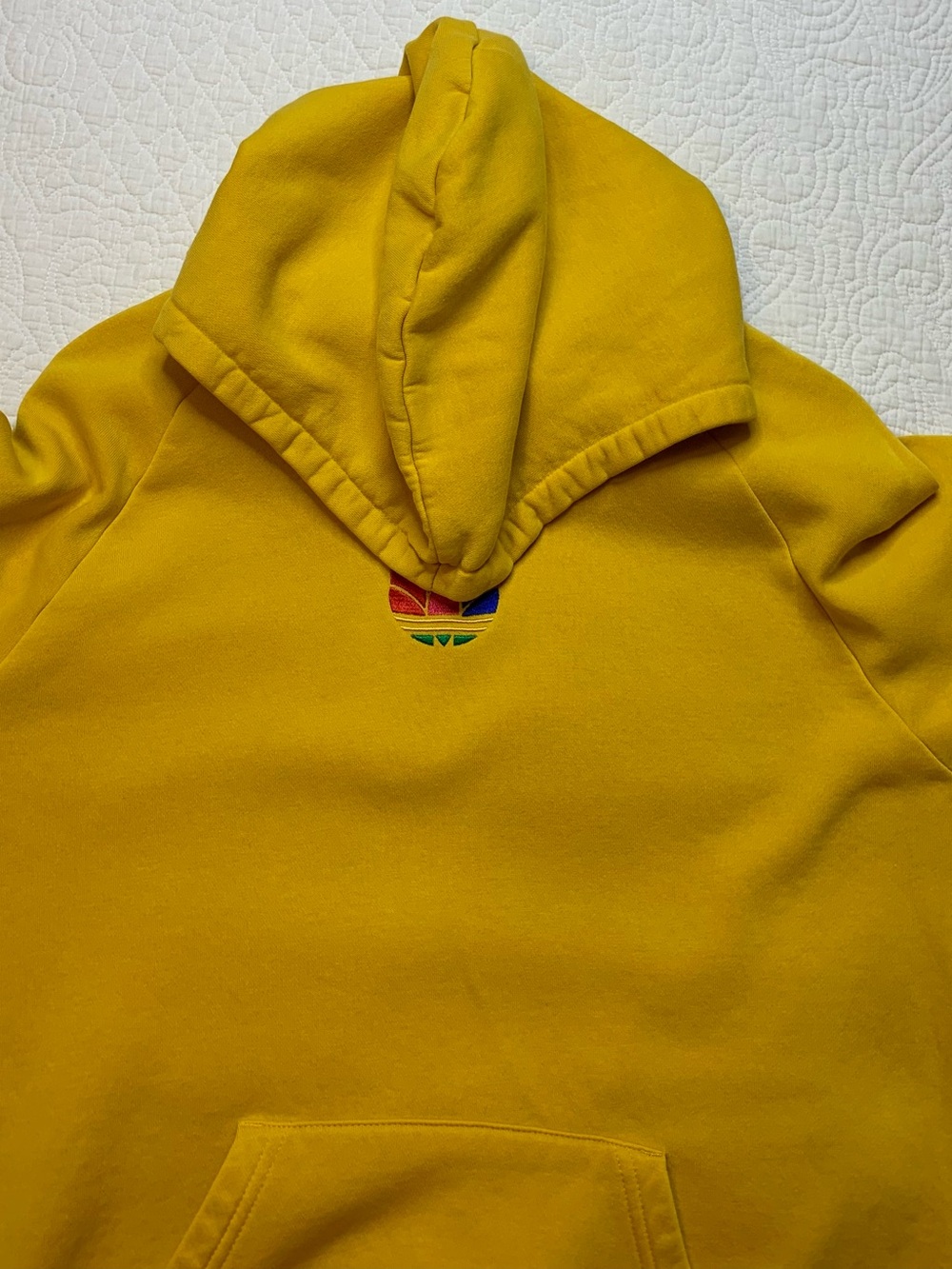 adidas Originals 3-D Trefoil Graphic Sweat Hoodie in “Active Gold” - Picture 7 of 12